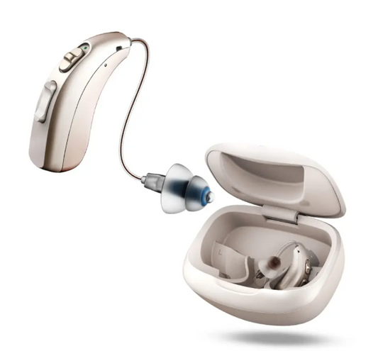 LINNER - Mercury OTC Rechargeable Hearing Aids for Seniors with Noise Cancellation, Easy to Use, 3 Modes, 9 Volume Levels - Beige Gold